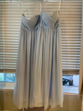 Bridesmaids Strapless Light Blue Chiffon Evening Dress